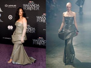 Rihanna wore Rick Owens at the world premiere of "Black Panther: Wakanda Forever" in Los Angeles (October 26, 2022)
