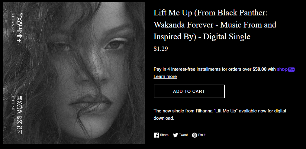 Digital copies for Rihanna's "Lift Me Up" are available now